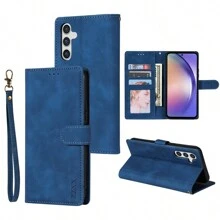 ZZXX One Blue Wallet Magnetic Flip With Card Slot, Bracket Function, Photo Frame, And Hand Rope Skin Friendly Material PU Leather OPP BAG Case Compatible With Galaxy A04s A12 A13 A14 A23 A31 A32 A33 A34 A51 A52 A53 A54 A71 Fall Prevention Cover Shell - Blue - View 12