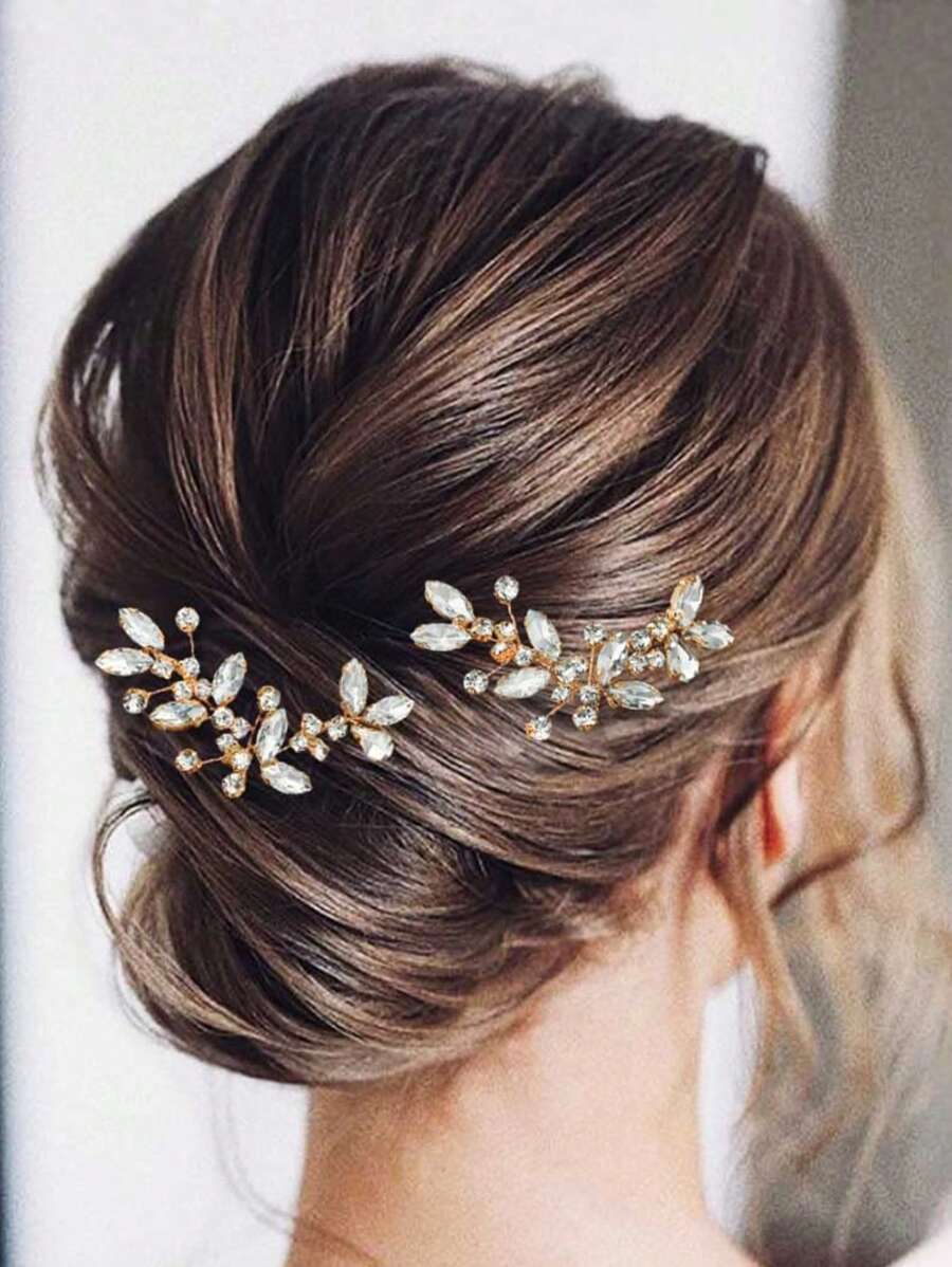 2 buc/pachet Ace de păr de nuntă de mireasă Clip de păr de aur Accesoriu de păr femei Boho