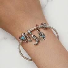 WOSTU 1 件西部牛仔系列 925 純銀牛仔帽吊墜和復古皮帶珠適合 Diy 原創手鍊吊墜禮品製作