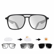 智能蓝牙眼镜，带耳机，开放式导电耳机放大器太阳镜，带音乐播放功能，非入耳式蓝牙耳机，兼容、安卓等设备，偏光镜片，时尚配件，智能眼镜。 - 黑色 - 查看 1