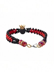 Pulsera Eleggua Tejida Yoruba Protección Dije - Rojo - Ver 2