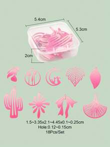18入組粉色噴漆合金diy珠寶吊墜,適用於製作耳環、項鍊、手鍊