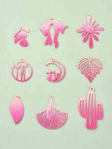 18入組粉色噴漆合金diy珠寶吊墜,適用於製作耳環、項鍊、手鍊