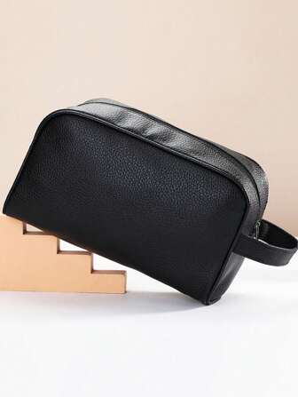 1pc Fashionable Large Capacity Pu Toiletry Bag/Cosmetic Bag/Travel Organizer Bag/Portable Storage Bag For Lipstick And Toiletries With Handle For Both Men And Women Cruise Essential Men Toiletry Bag Toiletry Bags Summer Travel Essentials For Beach Vacation Holiday School Supplies Dorm Essentials Back To School