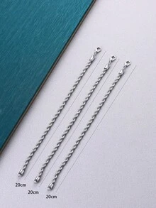 3pcs Men's Fashionable Simple Twisted Stainless Steel Bracelet - Silver - View 3