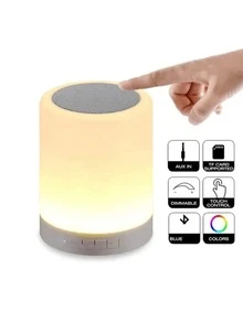 Lámpara LED de noche, Altavoz Bluetooth inalámbrico,Portátil Smart Touch Control Lámpara de Mesita de Noche - Multicolor - Ver 6