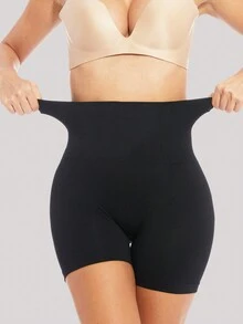 女性塑身衣腹部控制短褲,緊身塑身短褲,穿在裙子下面 - 黑色 - 查看 2