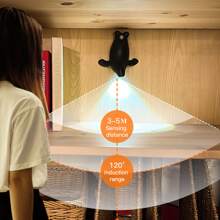 1pc Black Cute Sea Lion Shaped Induction Lamp, Rechargeable
