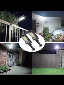 4/2/1入組168 Led戶外太陽能燈,適用於庭院的太陽能壁燈,1000lm的太陽能感應燈,安全防水的太陽能泛光燈,適用於庭院、圍欄、花園、露台、門前、小屋、甲板和排水系統等場所 - 黑色 - 查看 5