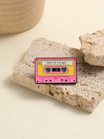 1 Pieza Broche De Metal Con Forma De Cinta De Cassette Vintage Creativa Para Ropa Diaria, Decoración De Sombrero, Bolsa, Unisex