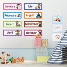 16 Piezas Tarjetas Didácticas de Meses y Estaciones - 12 Meses del Año, Tarjetas Cognitivas de Educación Temprana, Suministros de Aprendizaje Preescolar, Ayudas Didácticas para Conciencia Estacional y Reconocimiento Mensual, Decoración de Pared para el Aula