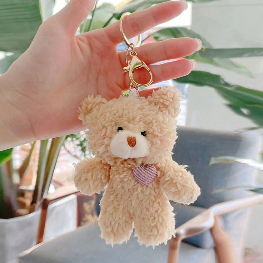 毛絨熊鑰匙扣迷你毛絨動物鑰匙扣背包手提袋吊飾畢業典禮婚禮派對小禮物,完美的包裝裝飾,獨特可愛的包裝裝飾,可愛的毛絨小熊鑰匙扣,卡哇伊背包毛絨夾子,手提包毛絨吊飾配件