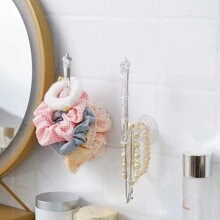 极具吸引力的水晶多功能固定挂钩，隐形粘钩，发带和领带收纳架，纸巾架，壁挂式配件收纳架，颜色随机 - 白色 - 查看 1