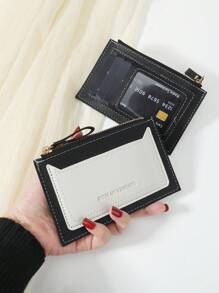 SOUTHLAND&KANGAROO 字母凸出的雙色卡片夾，纖薄輕巧便攜，可放現金、識別證、信用卡、等細小物件，適用於生日禮物、情人節、女性、女孩、少女、大學生、白領女性、假期、週年紀念、公司禮物等贈品。 - 黑色 - 查看 1