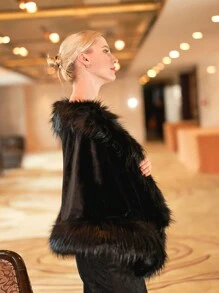 Baroque Style Warm Shawl Wrap For Bride, Wedding, Party, Performance, Gathering - Black - View 7