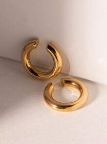 2pcs Zinc Alloy Open Circle C-shaped Fashionable Simple Ear Cuff For Women
