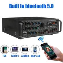 SUNBUCK AS-336BU 2000W Bluetooth 5.0 Power Amplifier Home Karaoke Stereo Receiver With FM Radio, USB/SD, 5-Band EQ & Remote - màu đen - Xem 3