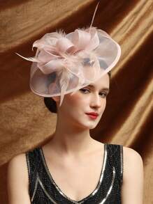 Elegant Fascinators Hat Feather Headband Women's Fascinators Tea Party Headwear With Clip Derby Hat For Girls And Women - Dusty Pink - View 5