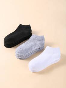 15 Pairs Of Solid Color Children's Socks For Boys And Girls