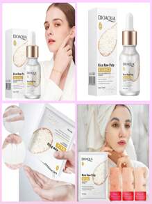Kit Facial Serum Arroz Acido hialuronico Bioaqua + Mascarilla Facial Arroz White Rice Aclarante Arrugas Acne - Unitalla - Ver 1
