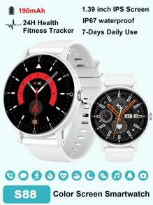1 Pieza Smartwatch S88 Negro Pantalla De 1.39 Pulgadas, Función De Llamada, Varios Modos Deportivos Y Monitor De Frecuencia Cardíaca - Negro - Ver 1