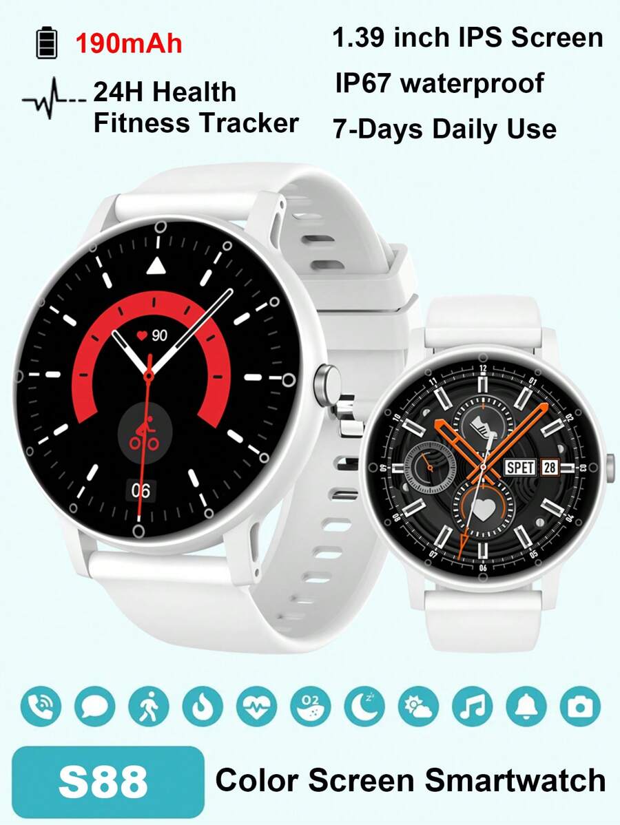 1 Pieza Smartwatch S88 Negro Pantalla De 1.39 Pulgadas, Función De Llamada, Varios Modos Deportivos Y Monitor De Frecuencia Cardíaca - Negro - Ver 1
