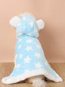 1 件聚酯纖維連帽毛絨寵物浴袍,保暖可水洗,適合中小型貓狗秋冬睡眠,產品尺寸偏小,建議購買大 1-2 碼 - 藍白色 - 查看 5