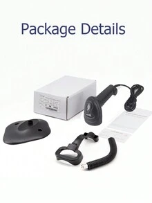 Escáner de códigos de barras con cable KEFAR H3CS de mano con soporte, lector de códigos de barras 1D compatible para logística, comercio minorista y supermercados - Blanco y Negro - Ver 9