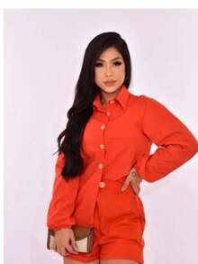 Women Two-piece Outfits - 橘色 - 查看 2