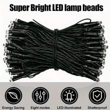 1入組472in 100led太陽能燈串室外防水24v插頭花園樹裝飾彩色燈 - 彩色 - 查看 10