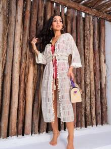 Women Cover Ups - 米色 - 查看 2