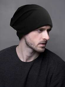 AOKELS 1件男士卡其色柔軟肌膚友好透氣時尚無性別針織帽,適合日常穿著和休閒針織帽