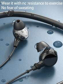 頸掛式耳機,無線藍牙5.3hd立體聲耳機,磁力吸附式耳塞,內置麥克風適合運動,浸入式低音,800mah电池,約100小時播放時間,具备led电量显示,快速充电的无线耳塞,适用于打电话、日常使用、听音乐、工作、家庭办公、跑步运动耳机,附带麦克风,适合为生日/男孩/女友/女孩/女性/男性/父亲/旅行/学校的礼物 - 黑色 - 查看 6
