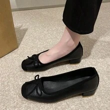 扁平柔軟風仙女風格女鞋,新款夏季法式時尚黑色便鞋 - 黑色 - 查看 1