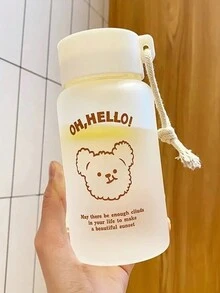 Student Portable Cup Frosted Transparent Flower Tea Drinking Cup - White - View 2