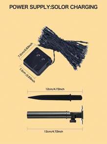 1入戶外太陽能串燈，5米/20燈，7米/50燈，12米/100燈，22米/200燈，8種模式顏色，IP65防水太陽能裝飾串燈，適用於庭院、花園、柵欄、陽台、路徑、派對裝飾、裝飾燈。户外照明 - 彩色 - 查看 10