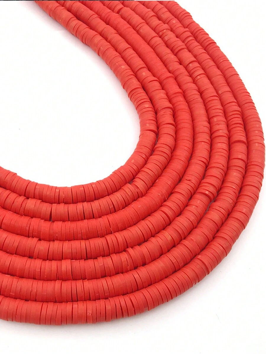 1 股 350 顆 6 毫米扁平圓形聚合物粘土珠子適合 Diy 珠寶製作,散珠適合女士 Diy 串珠手鍊項鍊耳環 - 紅色 - 查看 1