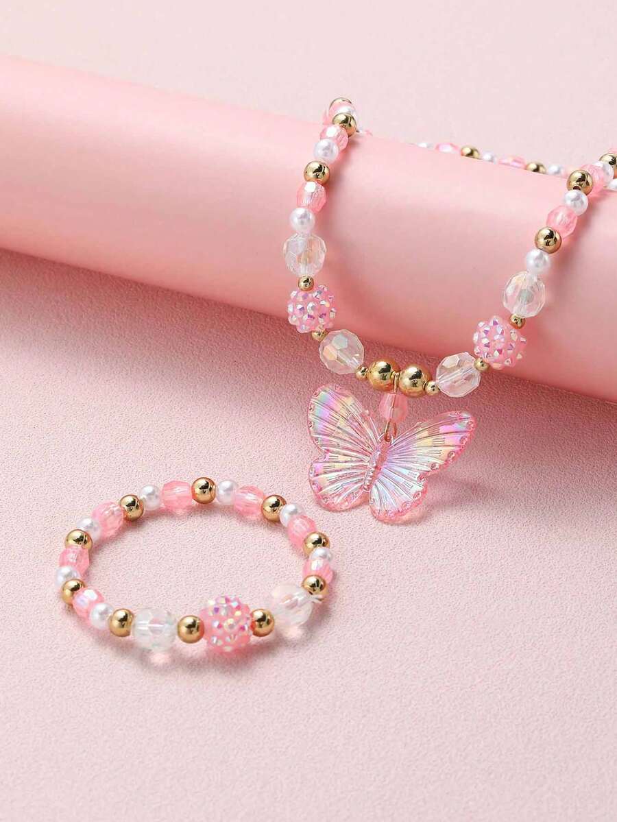 Bộ trang sức trẻ em - Hồng - Xem 1