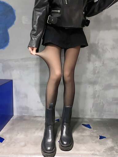 Women Spring Autumn High Waisted Sexy Stockings Thin Translucent Pantyhose Slim Fitting Tights Super Elastic Tight Tights (Suitable 15-20℃)