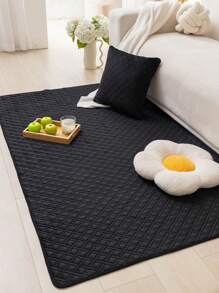 1入組短毛絨刺繡地毯適用於客廳,學習,臥室,ins風格裝飾地毯,防塵&防刮 - 黑色 - 查看 2