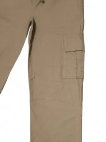 Pantalones cargo largos informales para mujer con detalle de lazo y tejido ligeramente elástico ma1121 - Camel - Ver 7