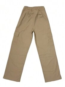 Pantalones cargo largos informales para mujer con detalle de lazo y tejido ligeramente elástico ma1121 - Camel - Ver 6