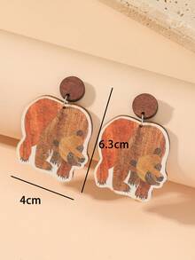 1对金属动物造型吊坠个性化时尚韩版卡通女耳环 - 彩色 - 查看 3