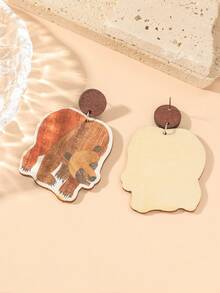 1对金属动物造型吊坠个性化时尚韩版卡通女耳环 - 彩色 - 查看 2