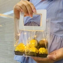 1pc Thickened Transparent Pvc Gift Bag Wedding Favor Candy Box Handbag - Multicolor - View 6
