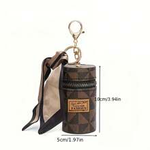 1pc Lipstick Case Keychain Mini Cylinder Coin Purse Holder Bag Accessory Lightweight Fashion Money For Anniversary For Birthday Gift For Gift White-Collar Workers For Male For Female Hot Pink Purse Keychain Wallet - Pink - View 5