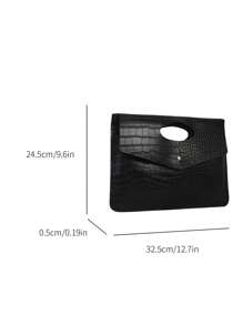 Solid Color Simple Pu Leather Fashionable Niche Design Handbag - Black - View 4
