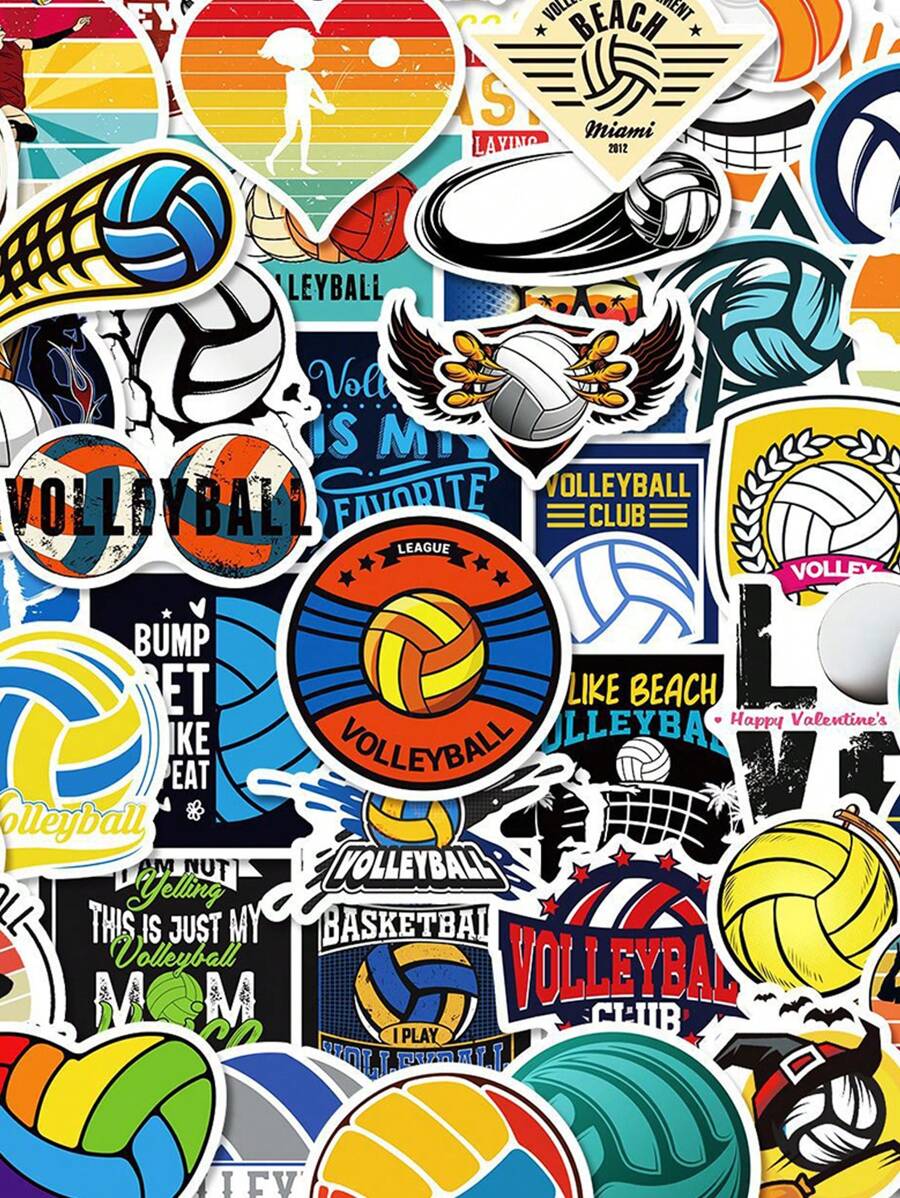 50pcs Volleyball Stickers For Diy Laptop And Phone Decoration - volleyball - View 1
