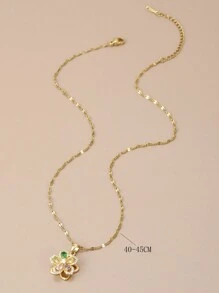 1 件不锈钢 5 瓣旋转花项链，适合女性日常佩戴，女士金色项链，高品质 18K 金项链，女士珠宝项链，万圣节礼物，圣诞节礼物，女士配饰 - 彩色 - 查看 4