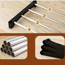 Organizador de Zapato, 8 Niveles Zapateros Organizador de Acero Inoxidable, Organizador de Almacenamiento de Zapatos para 20-24 Pares, Almacenamiento de Zapatos para Pasillo, Entrada - Negro - Ver 3